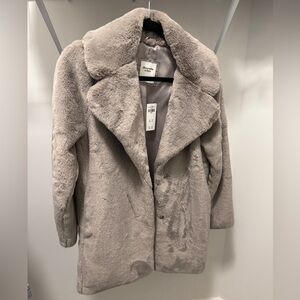 Abercrombie & Fitch Shawl Collar Faux Fur Coat